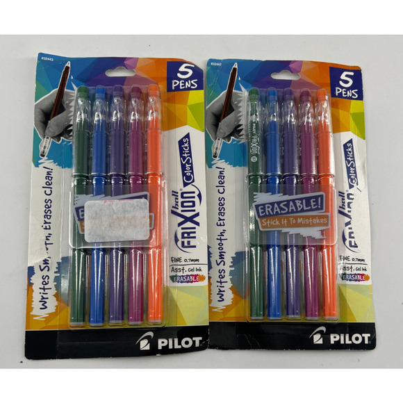 Pilot Erasable Ball FirXion Pens Fine .7mm Color Sticks 5 Pens Per Package 2 Pks - Picture 1 of 2